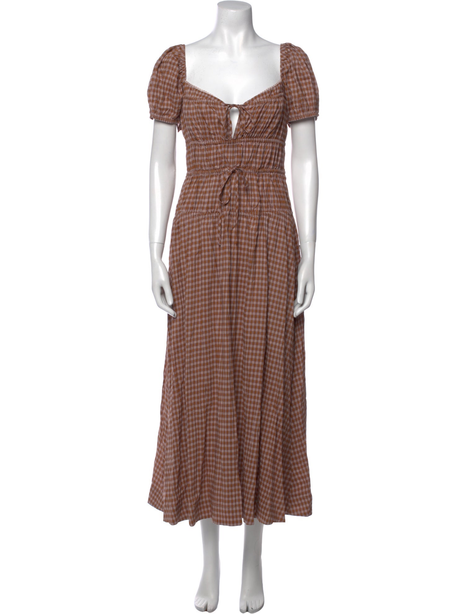 Reformation Plaid Print Long Dress