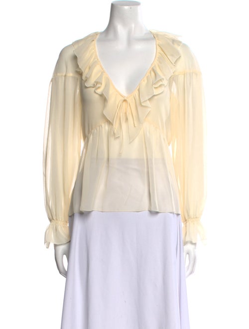 Reformation V-Neck Long Sleeve Blouse