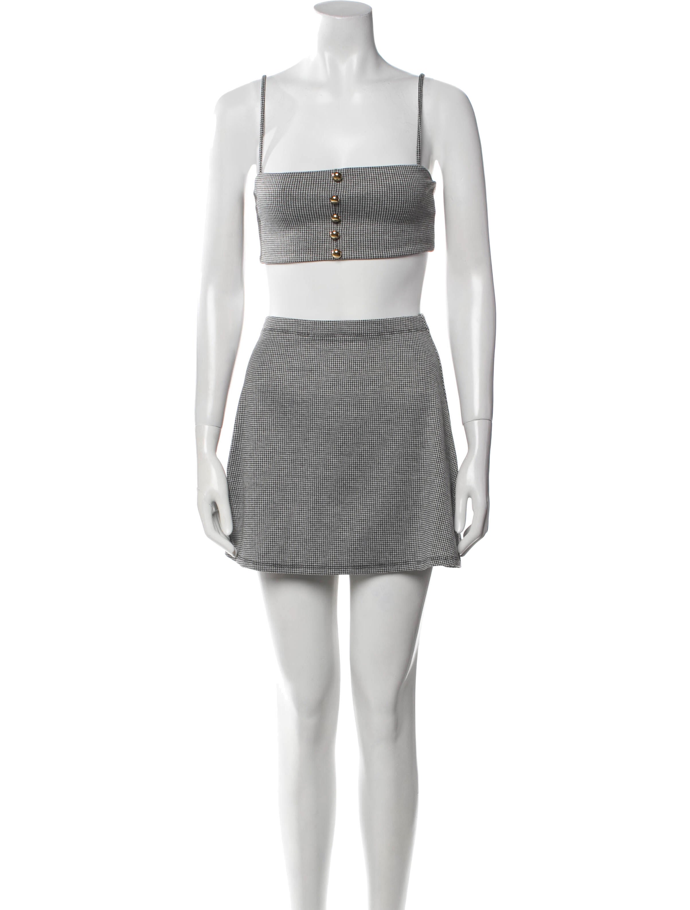 Reformation Houndstooth Print Skirt Set