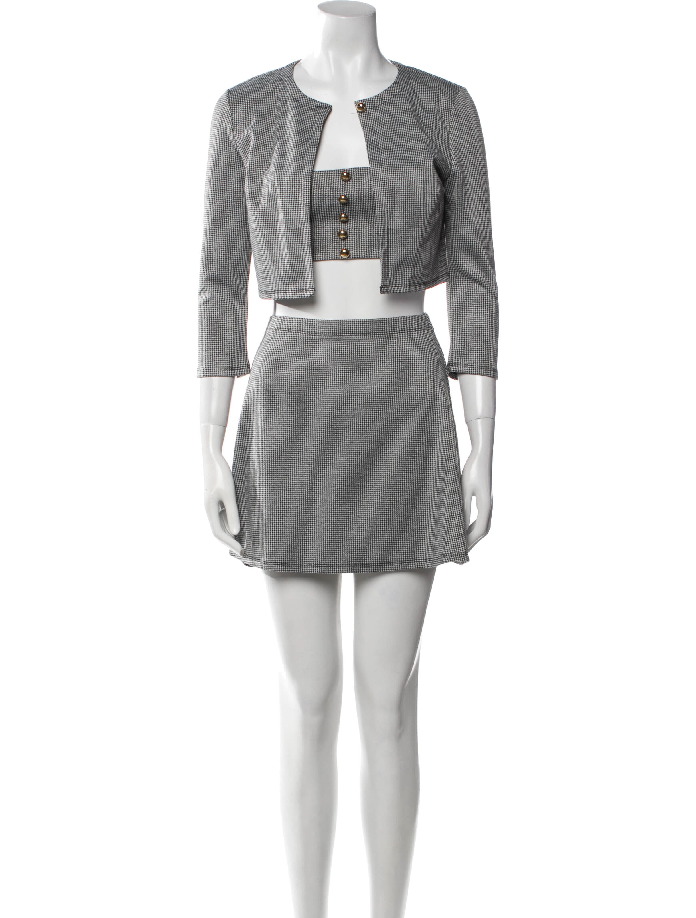 Reformation Houndstooth Print Skirt Set