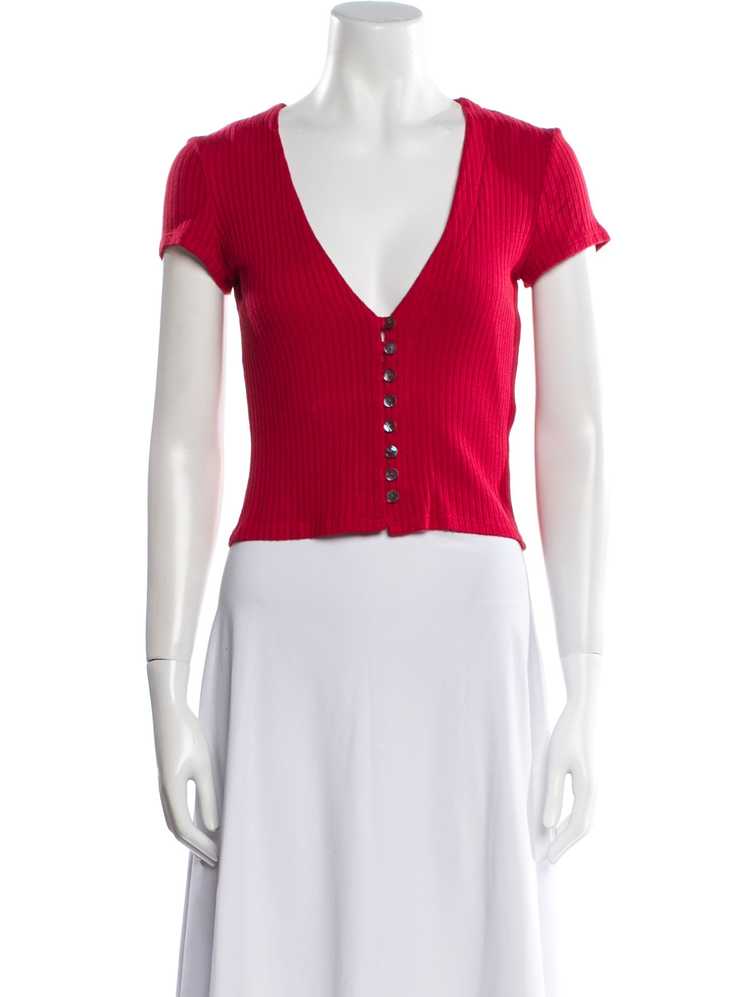 Reformation V-Neck Short Sleeve Crop Top