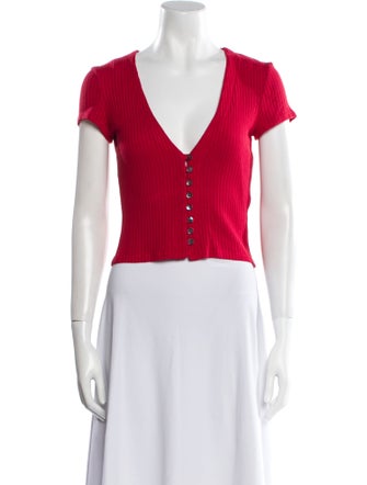 Reformation V-Neck Short Sleeve Crop Top