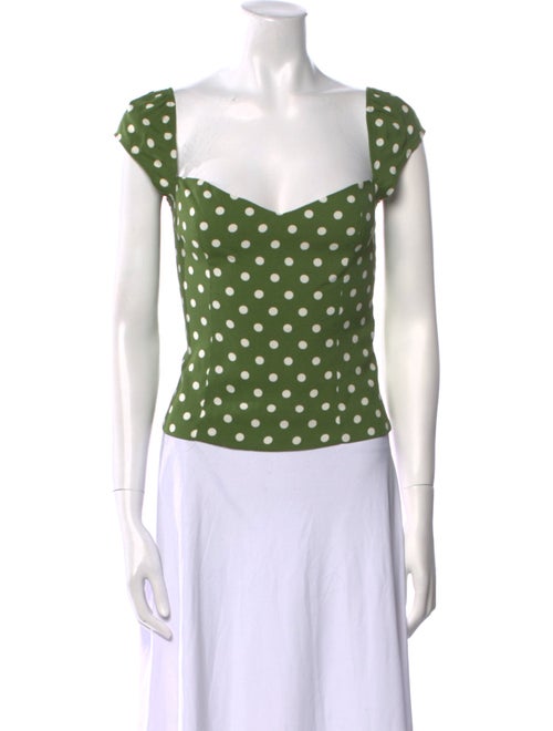 Reformation Polka Dot Print Square Neckline Crop Top