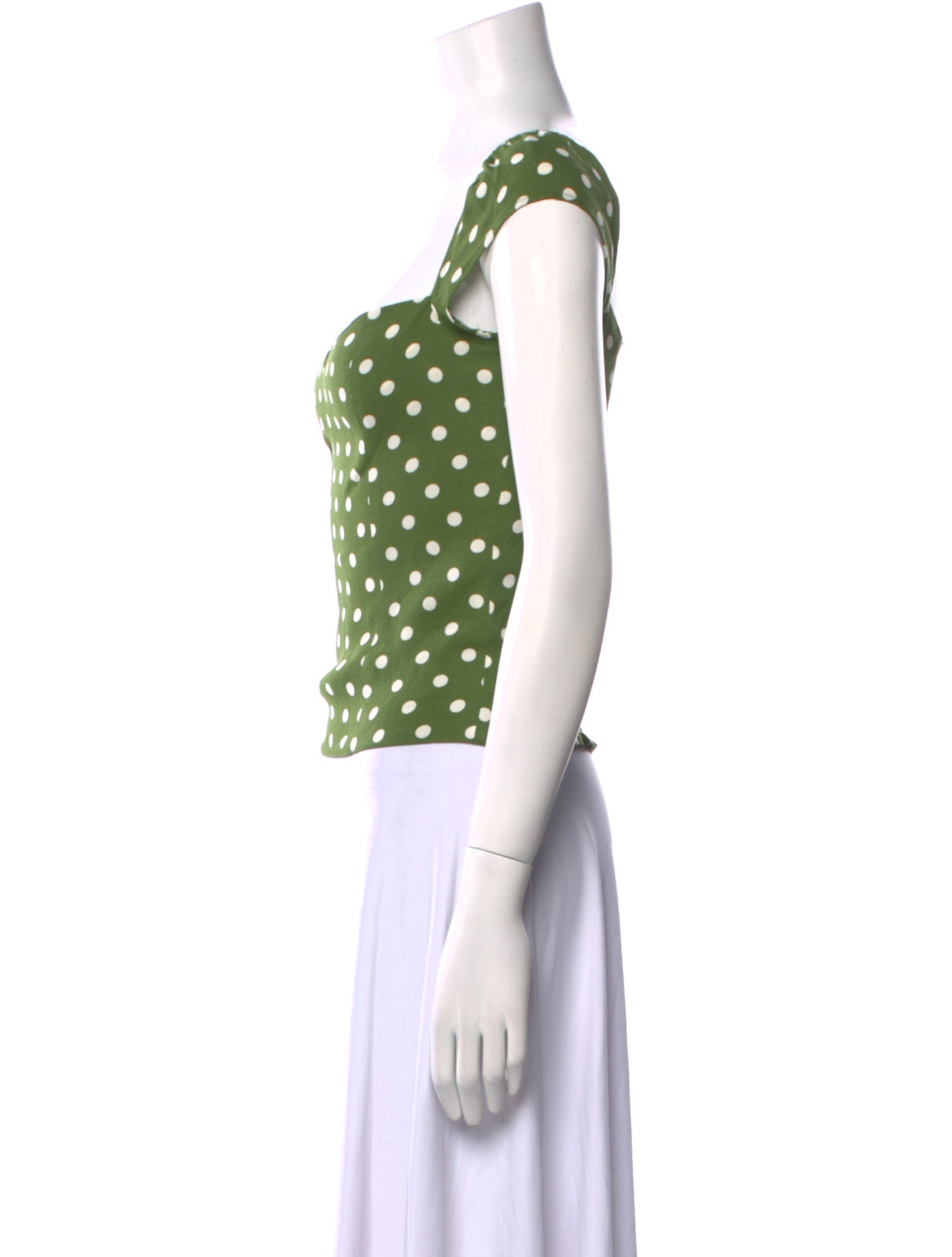 Reformation Polka Dot Print Square Neckline Crop Top