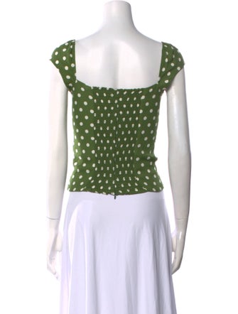Reformation Polka Dot Print Square Neckline Crop Top