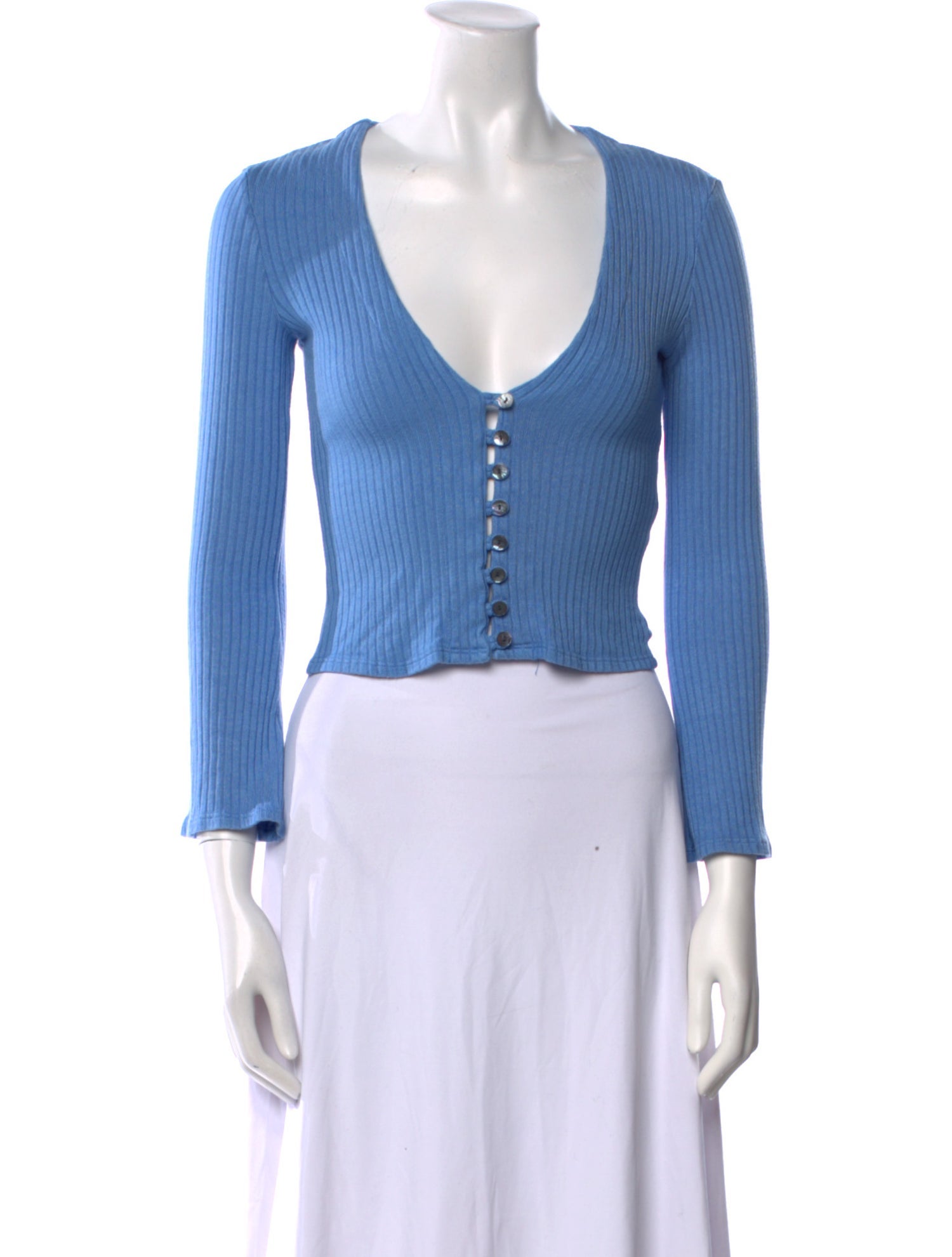 Reformation V-Neck Long Sleeve Crop Top