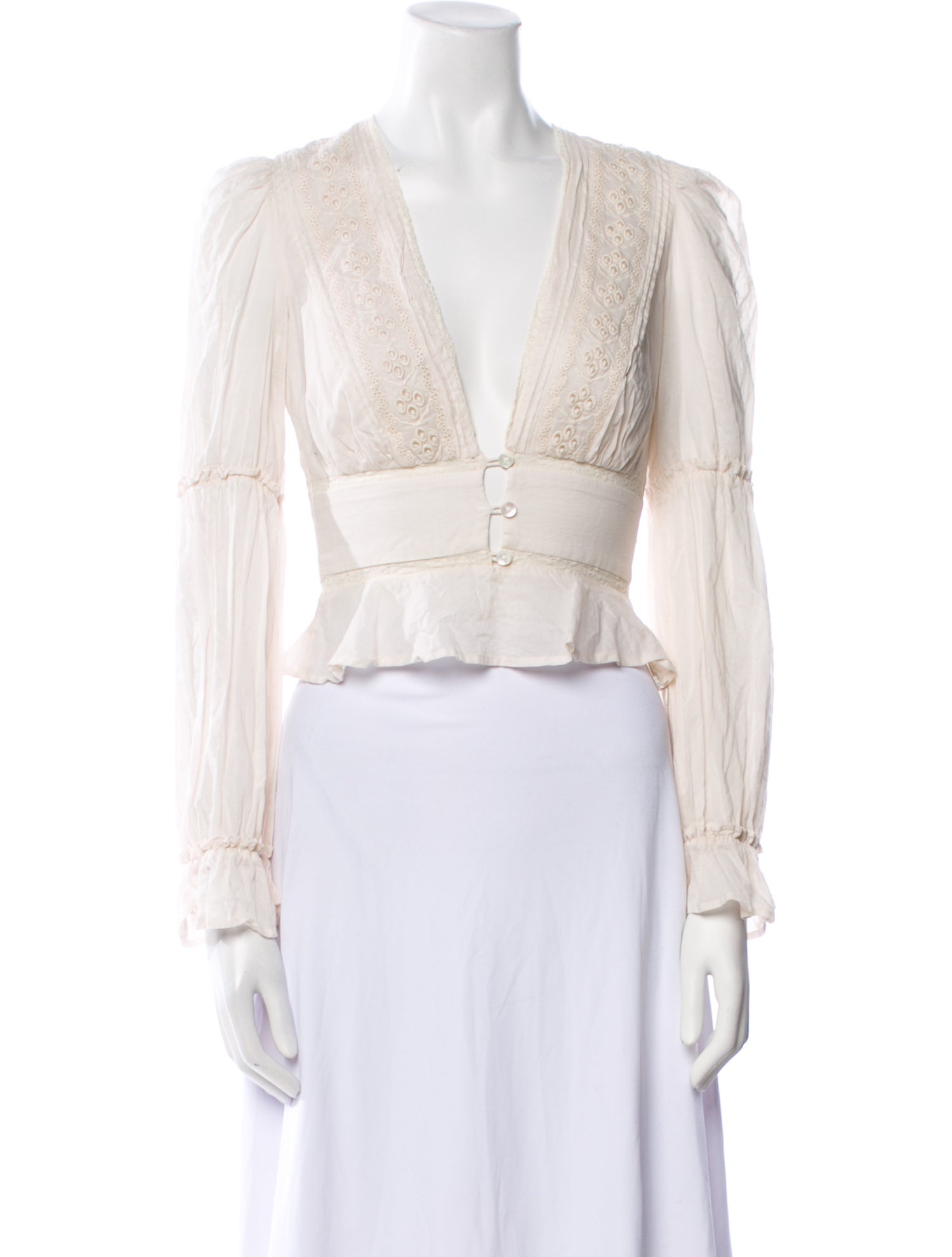 Reformation V-Neck Long Sleeve Crop Top