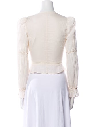 Reformation V-Neck Long Sleeve Crop Top