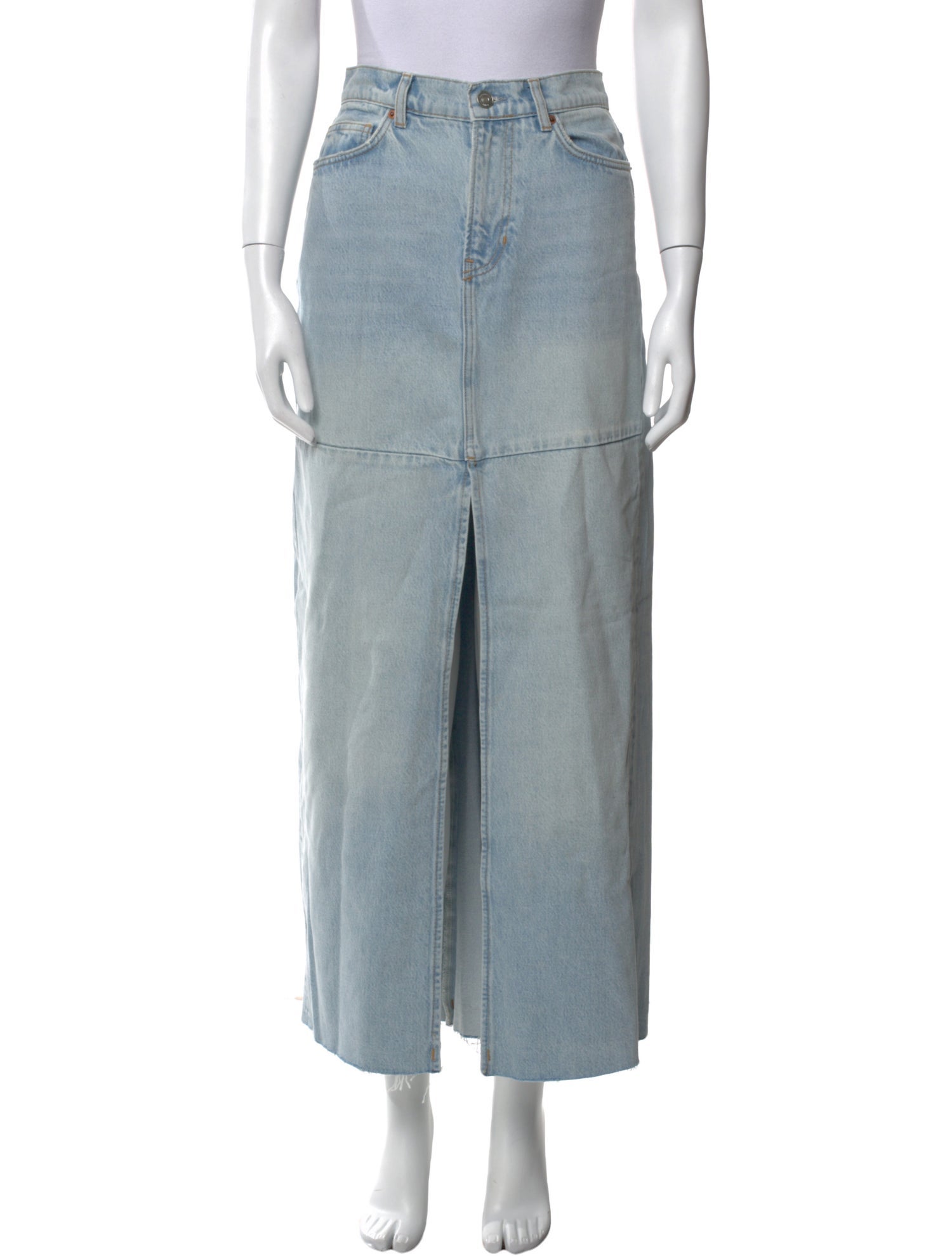 Reformation Distressed Accents Long Skirt