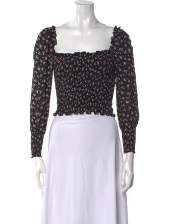 Reformation Floral Print Square Neckline Crop Top