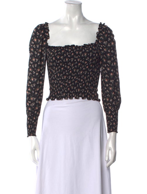 Reformation Floral Print Square Neckline Crop Top