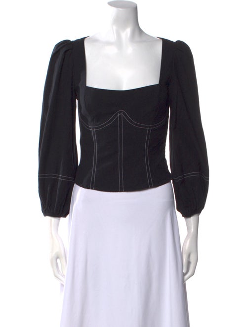 Reformation Square Neckline Three-Quarter Sleeve Crop Top