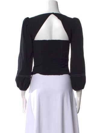 Reformation Square Neckline Three-Quarter Sleeve Crop Top