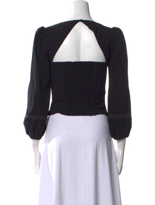 Reformation Square Neckline Three-Quarter Sleeve Crop Top