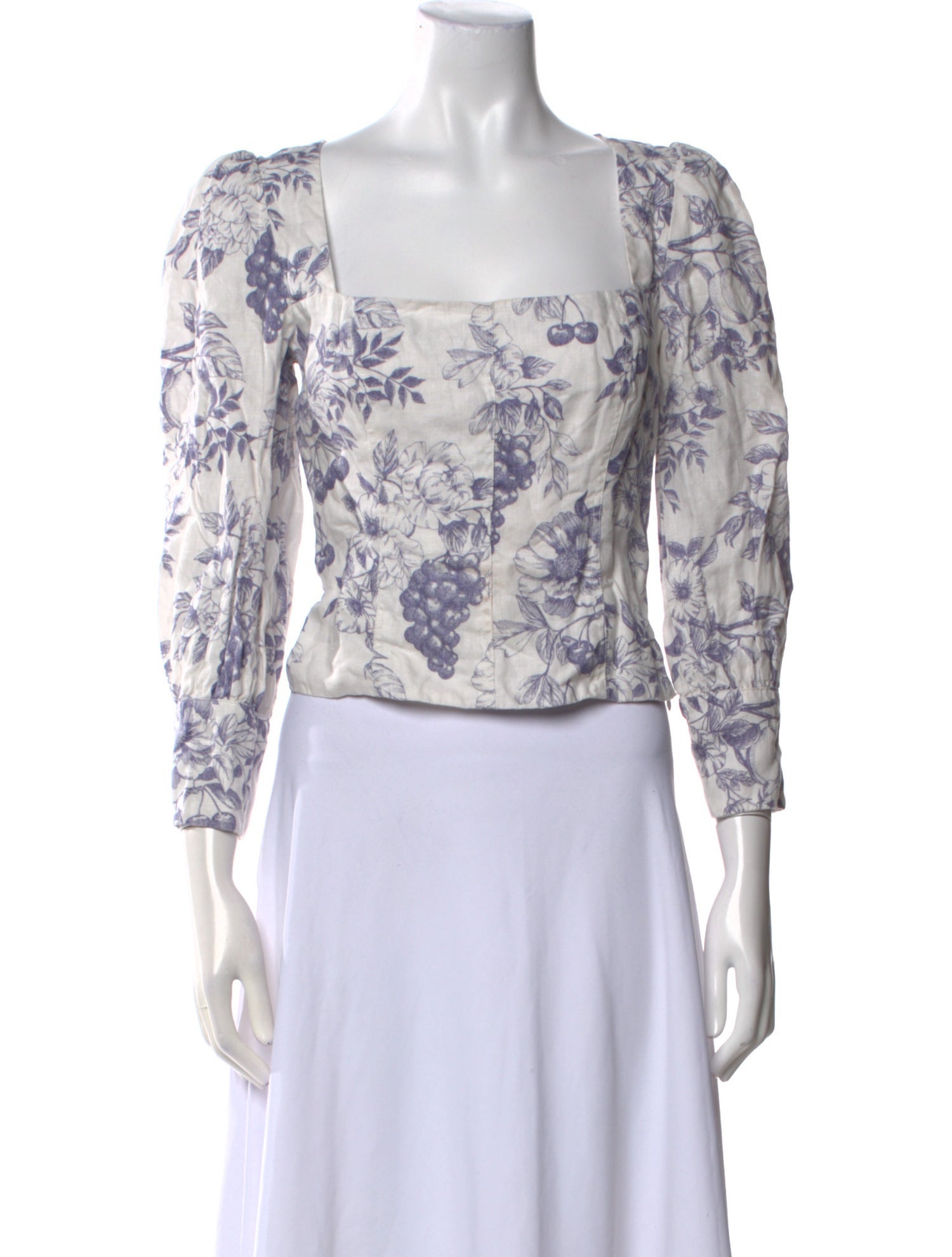 Reformation Linen Floral Print Crop Top