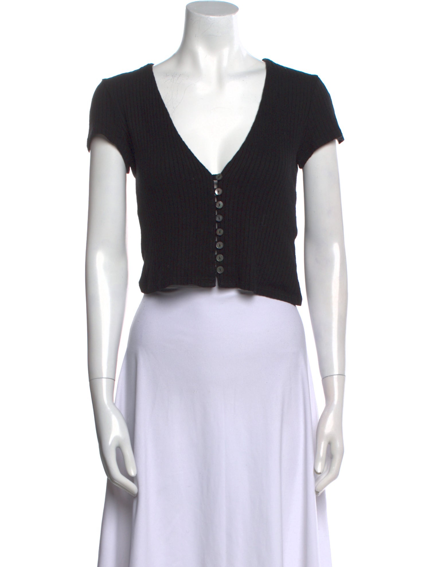 Reformation V-Neck Short Sleeve Crop Top