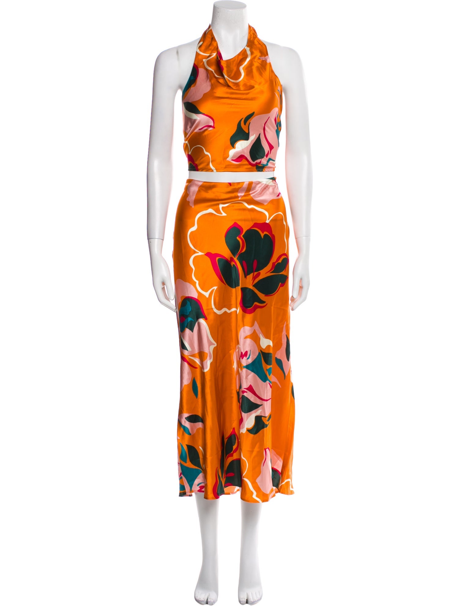 Reformation Silk Floral Print Skirt Set