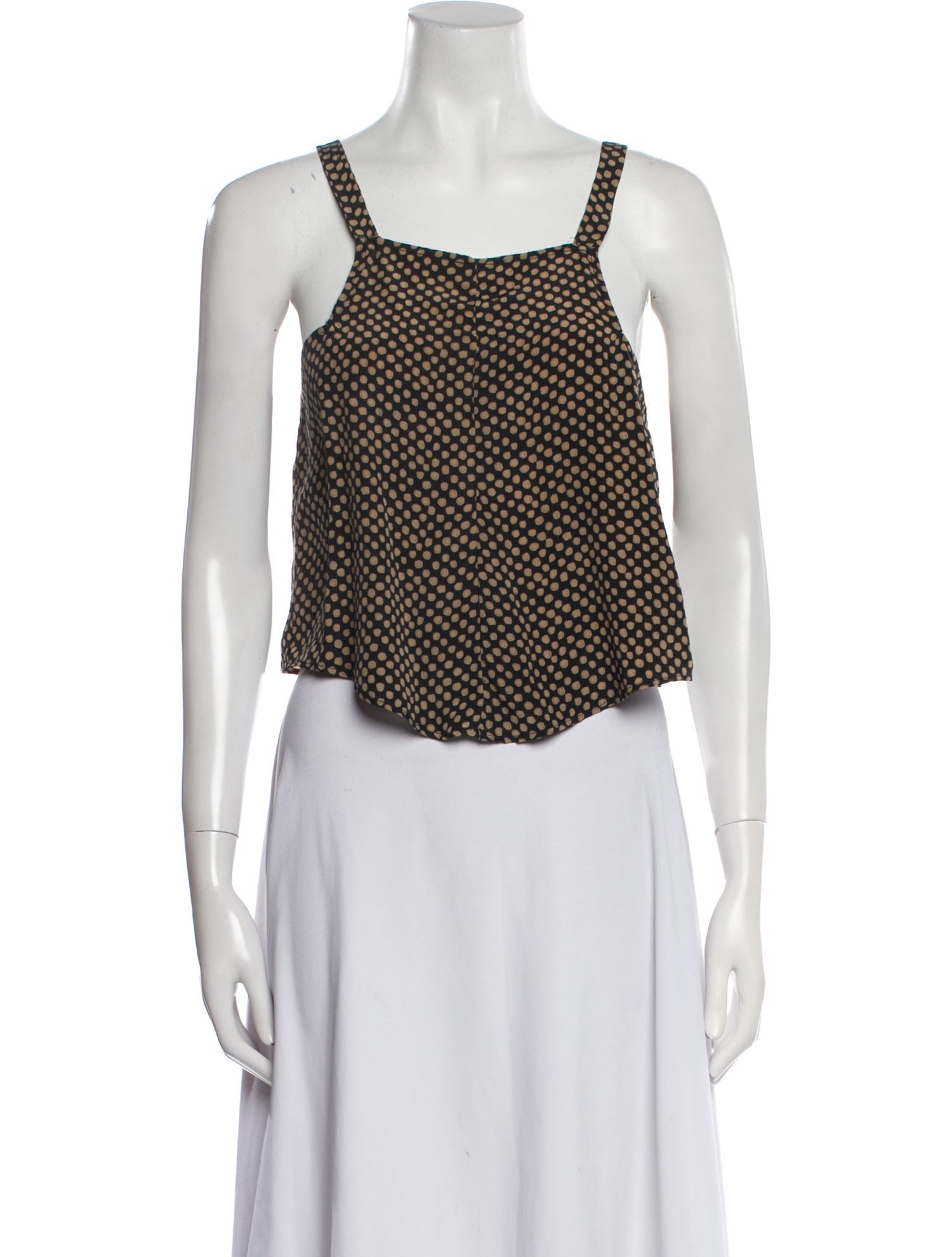 Reformation Polka Dot Print Square Neckline Crop Top