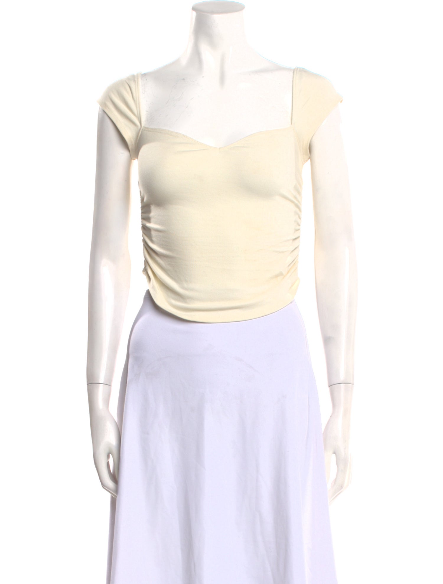 Reformation Square Neckline Short Sleeve Crop Top