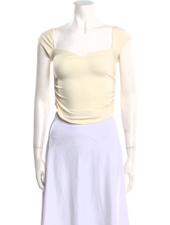 Reformation Square Neckline Short Sleeve Crop Top