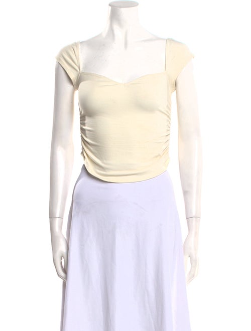 Reformation Square Neckline Short Sleeve Crop Top