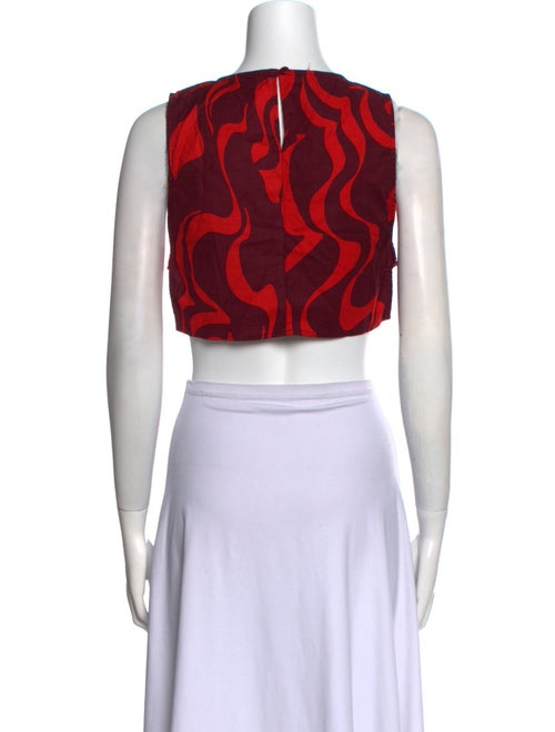 Reformation Printed Bateau Neckline Crop Top