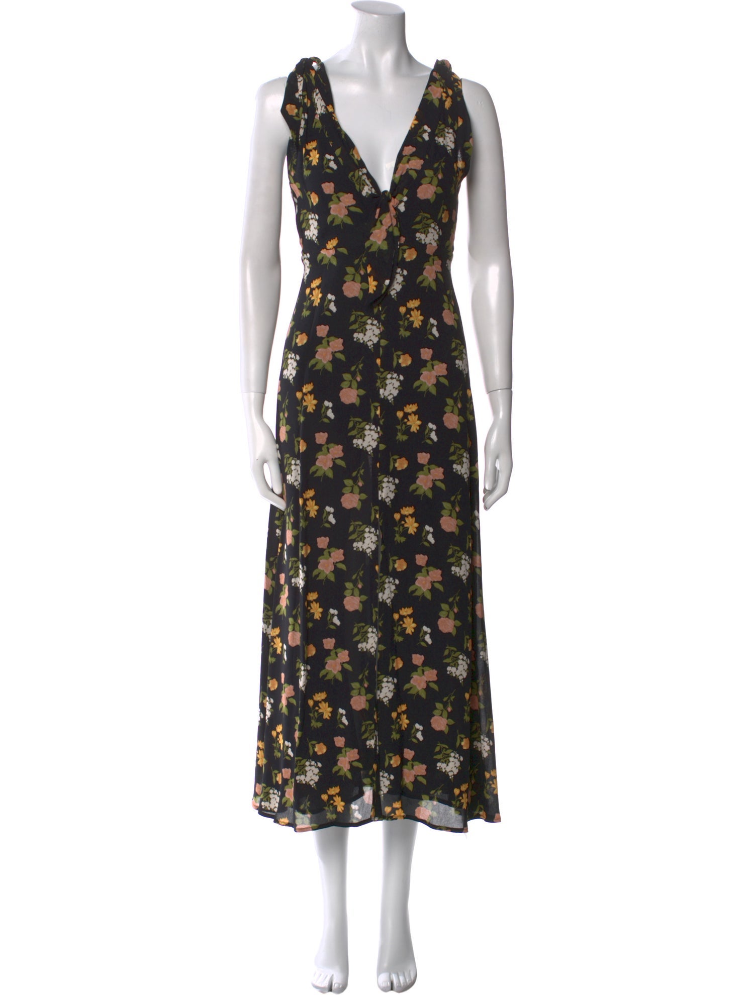 Reformation Floral Print Midi Length Dress