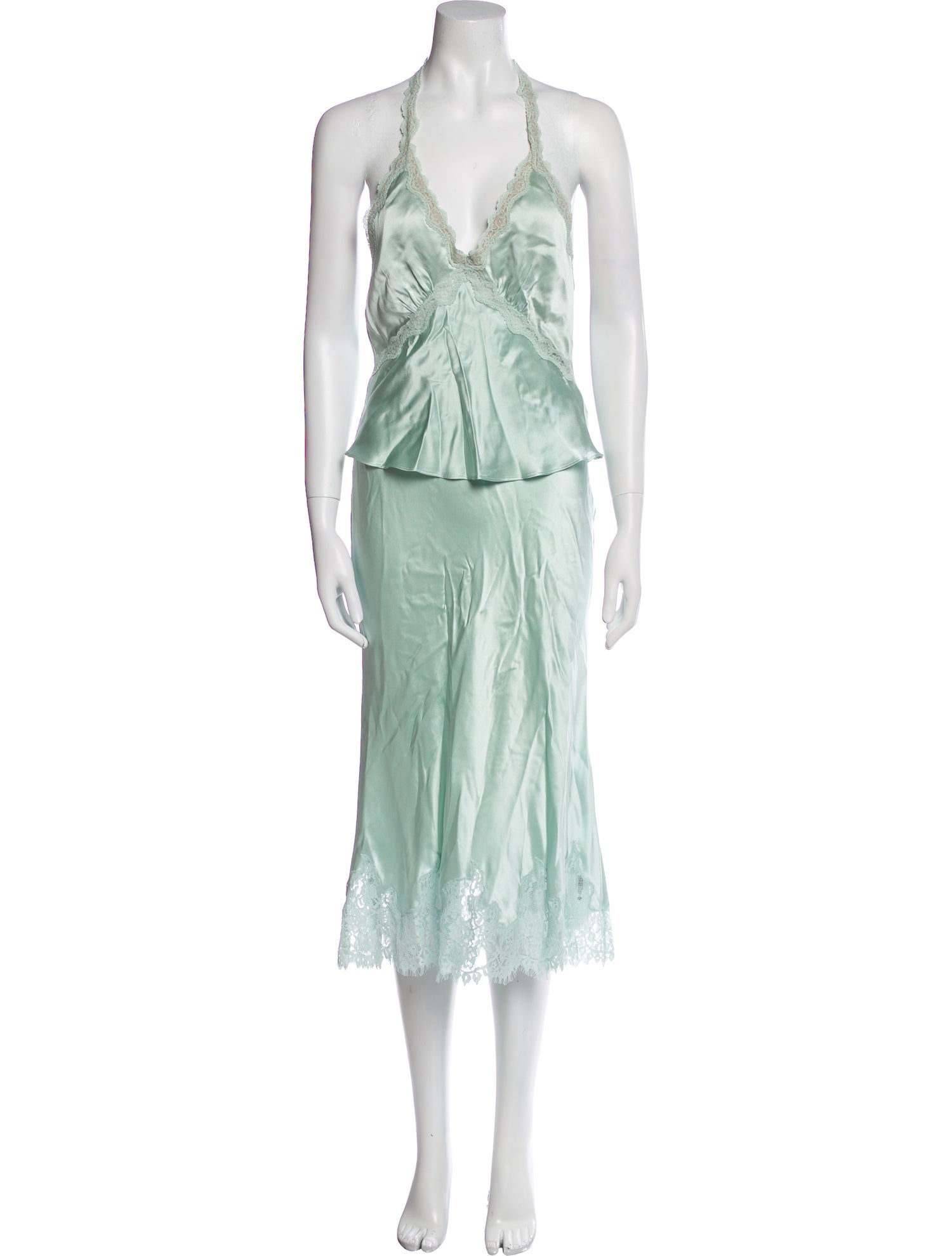 Reformation Silk Lace Trim Embellishment Lounge Set