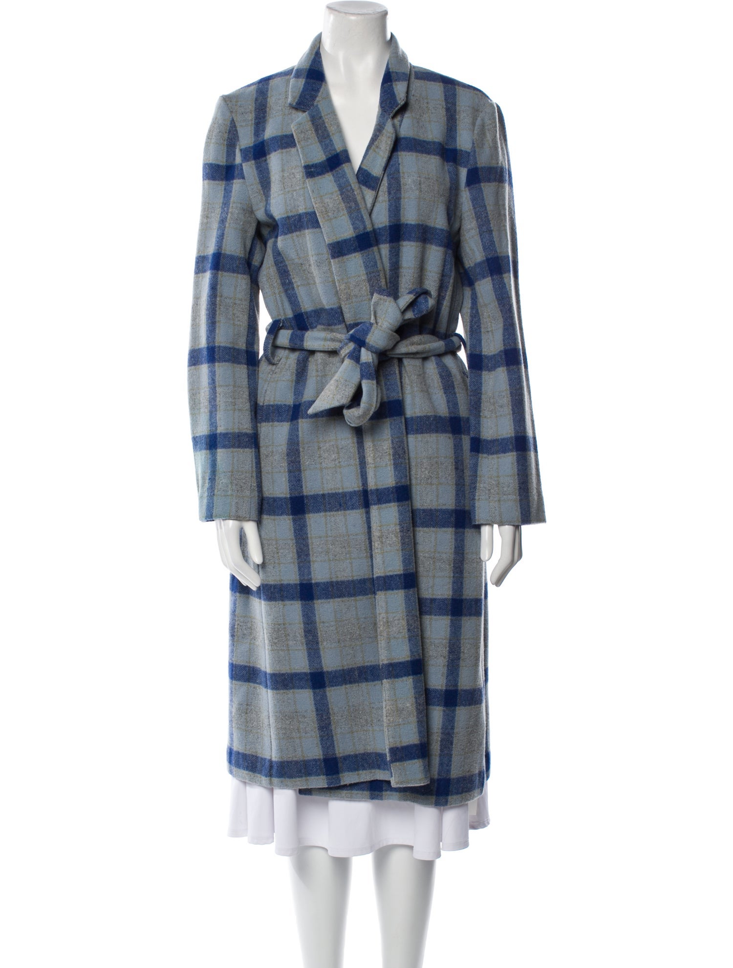 Reformation Wool Plaid Print Trench Coat