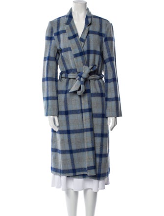 Reformation Wool Plaid Print Trench Coat