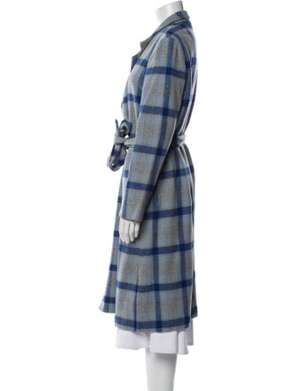 Reformation Wool Plaid Print Trench Coat