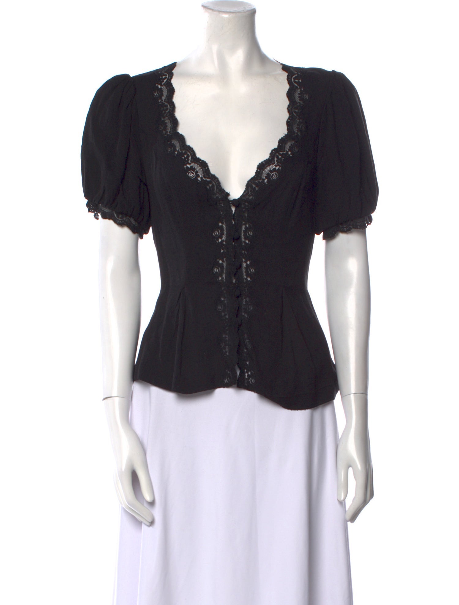 Reformation V-Neck Short Sleeve Blouse