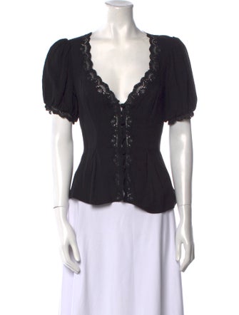 Reformation V-Neck Short Sleeve Blouse