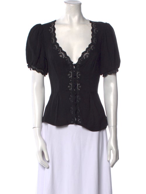 Reformation V-Neck Short Sleeve Blouse