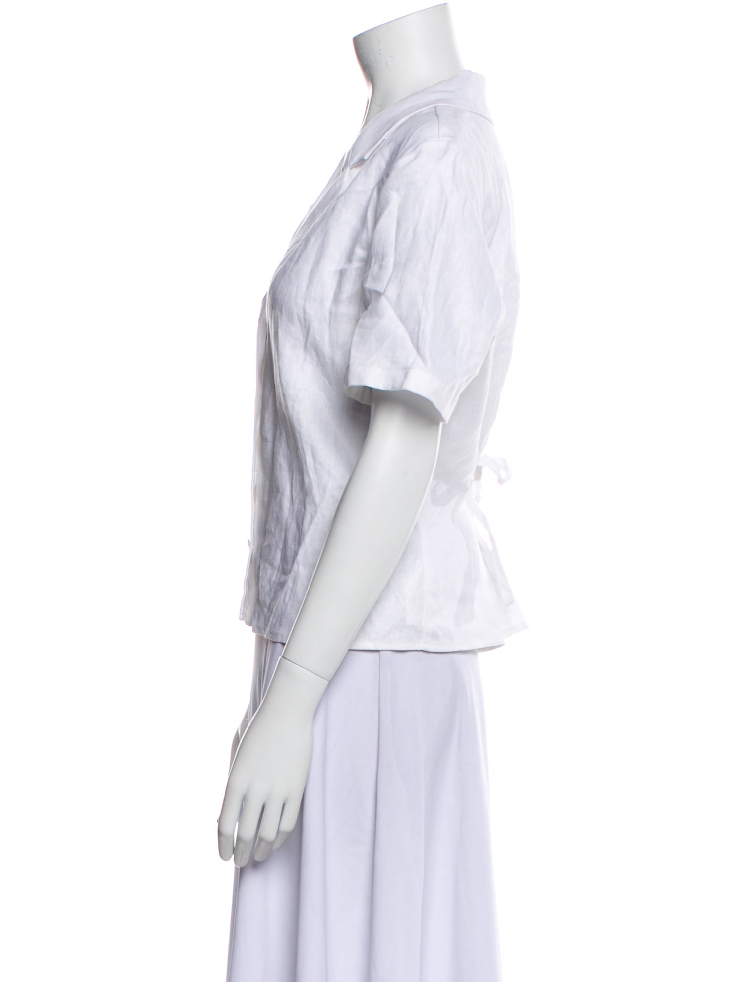 Reformation Linen Short Sleeve Button-Up Top