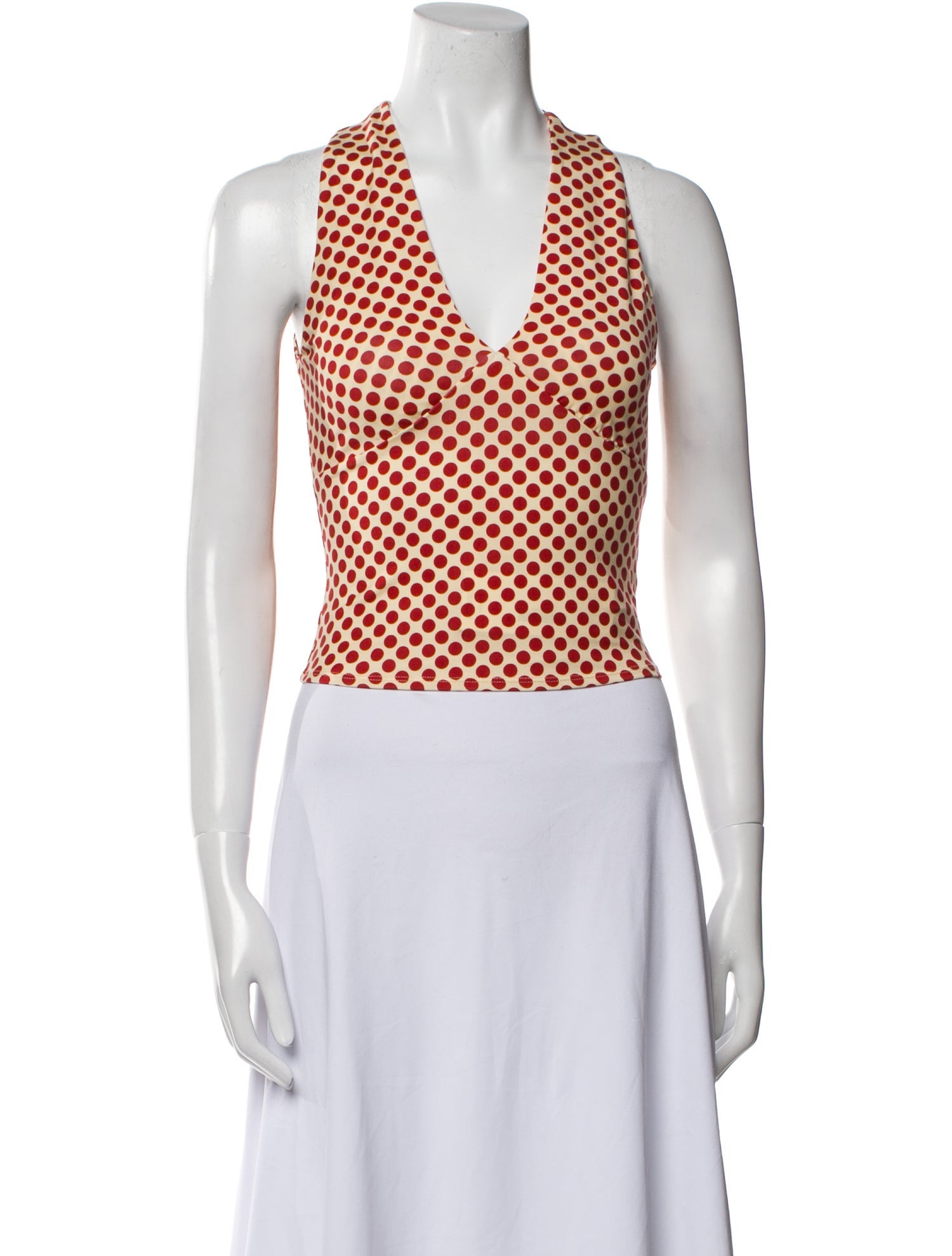 Reformation Printed Tie Neck Crop Top