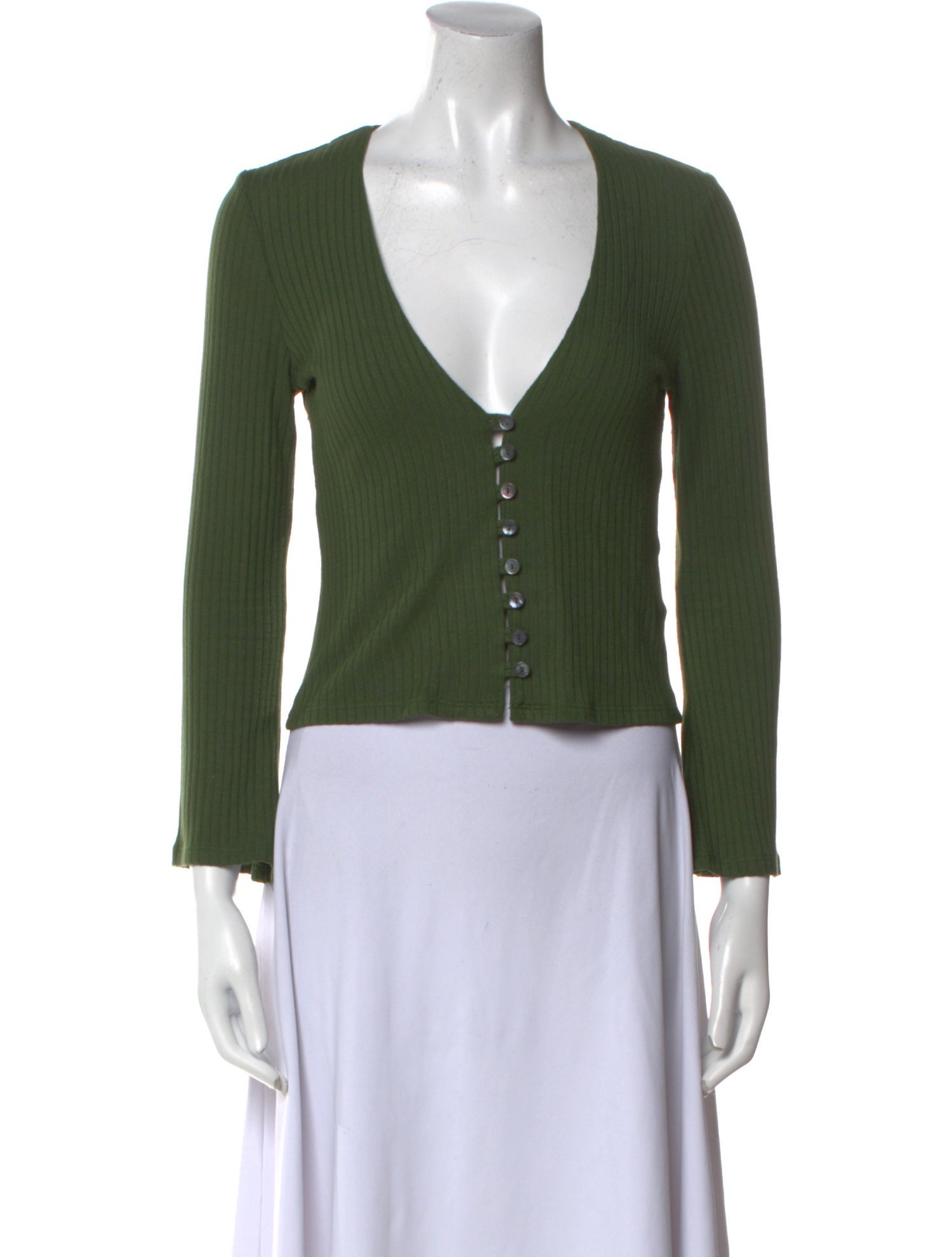 Reformation V-Neck Three-Quarter Sleeve Crop Top