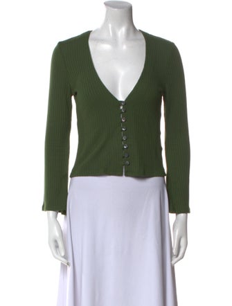 Reformation V-Neck Three-Quarter Sleeve Crop Top