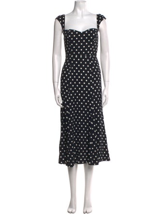 Reformation Polka Dot Print Midi Length Dress