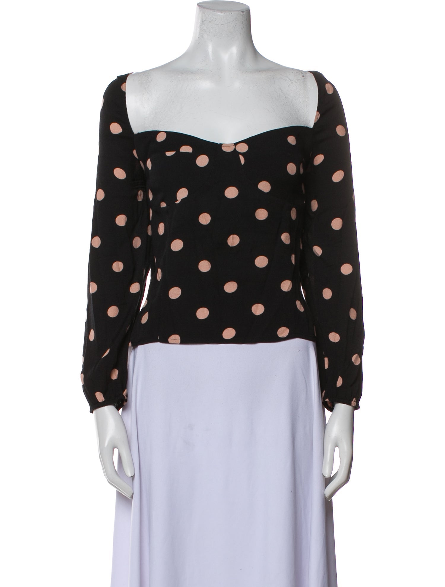 Reformation Polka Dot Print Square Neckline Crop Top
