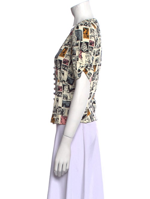 Reformation Printed V-Neck Blouse