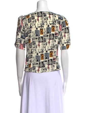 Reformation Printed V-Neck Blouse