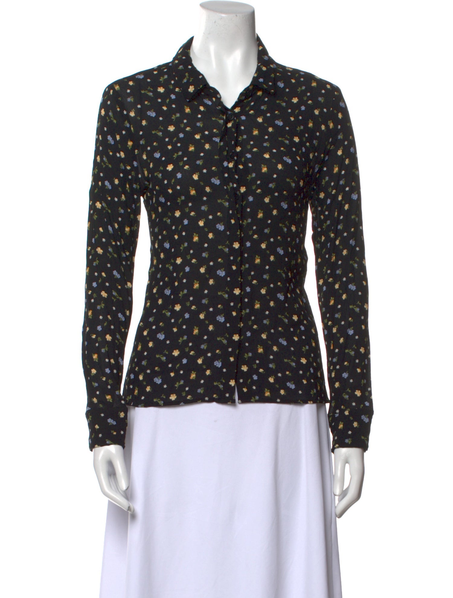 Reformation Printed Long Sleeve Button-Up Top