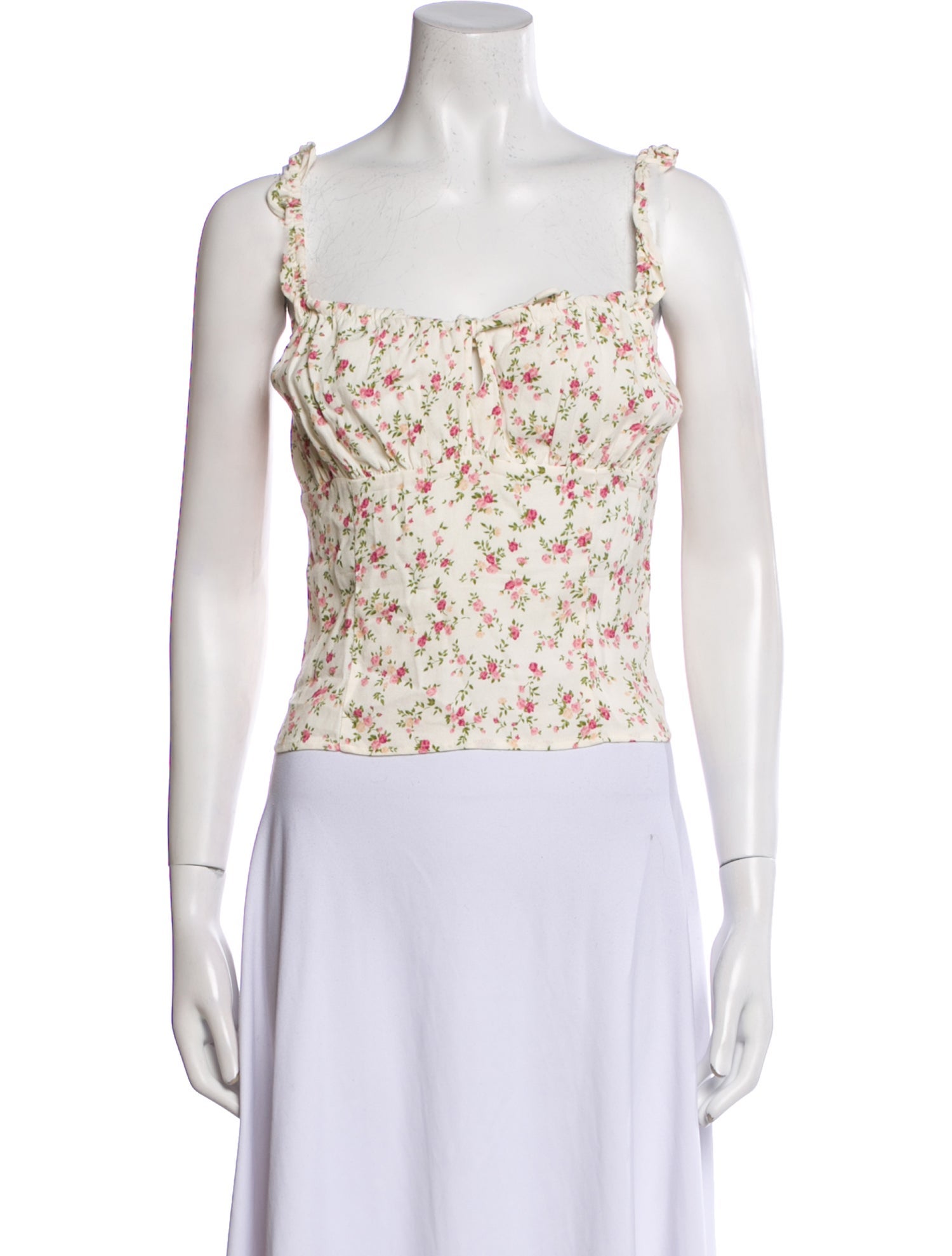 Reformation Floral Print Square Neckline Crop Top