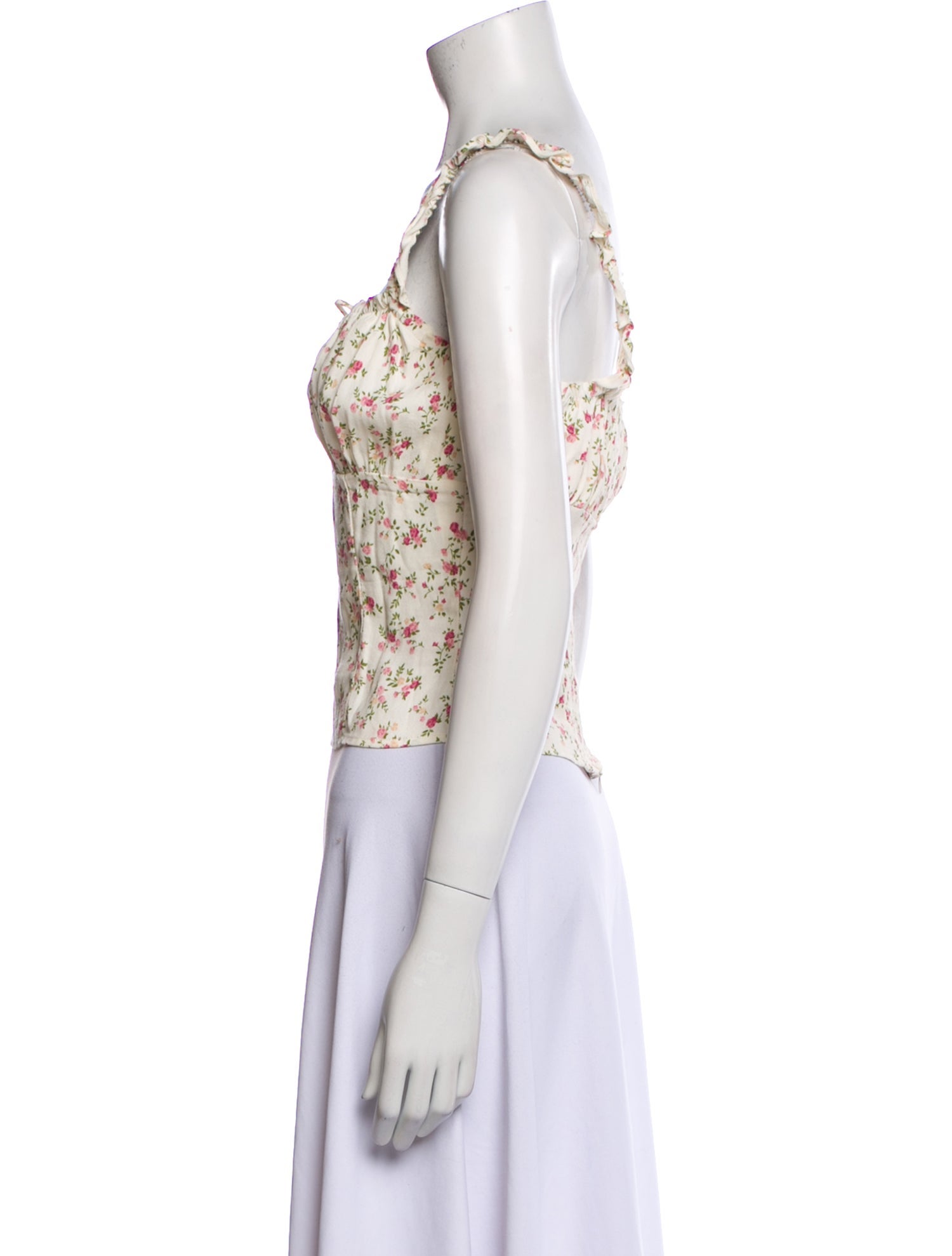 Reformation Floral Print Square Neckline Crop Top