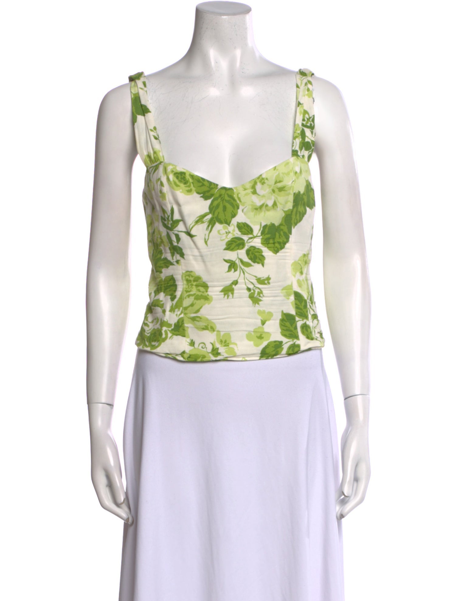Reformation Floral Print Square Neckline Crop Top