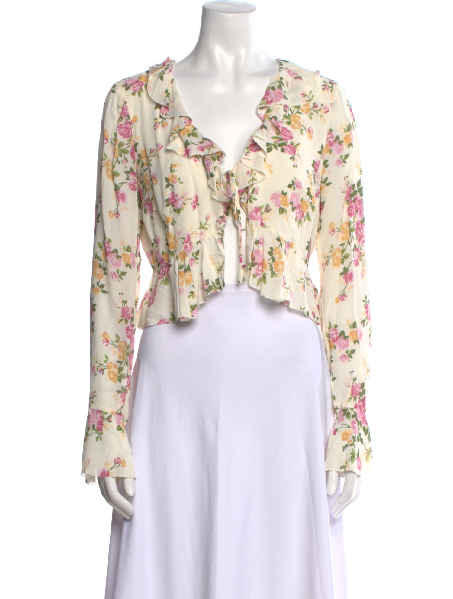 Reformation Floral Print V-Neck Crop Top w/ Tags