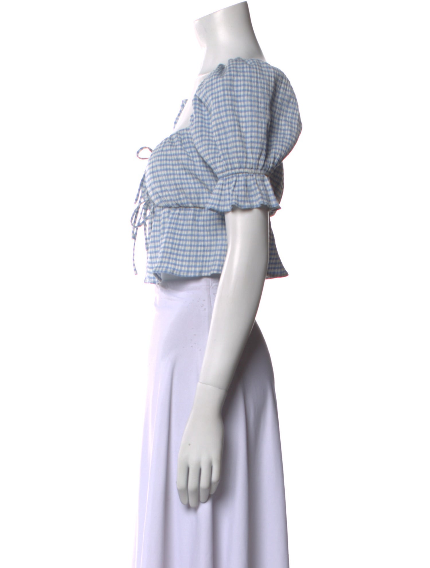 Reformation Plaid Print Square Neckline Crop Top