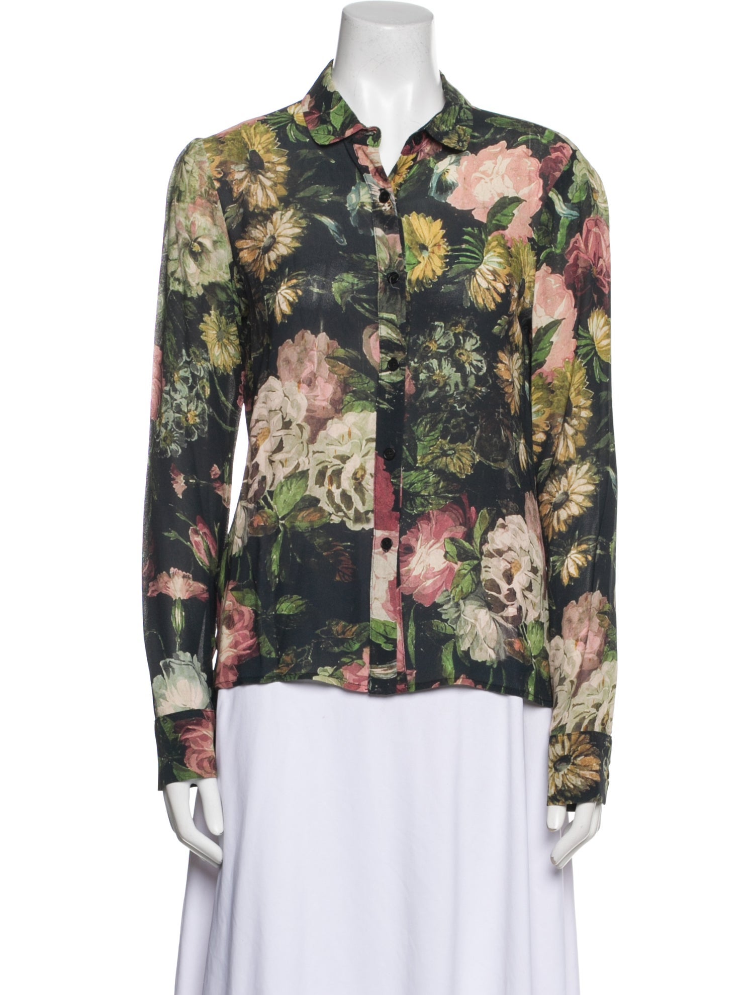 Reformation Floral Print Long Sleeve Button-Up Top