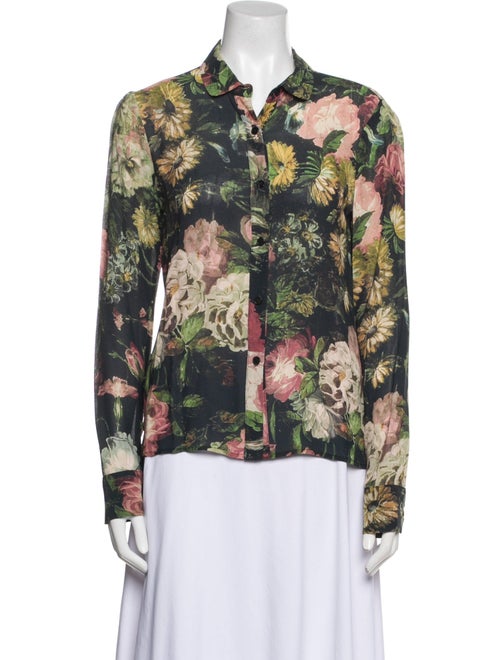 Reformation Floral Print Long Sleeve Button-Up Top